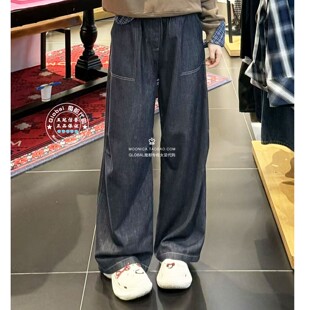 028IAA11 MOUSSY国内代购 女 日系松紧腰做旧水洗牛仔裤 1020 25秋