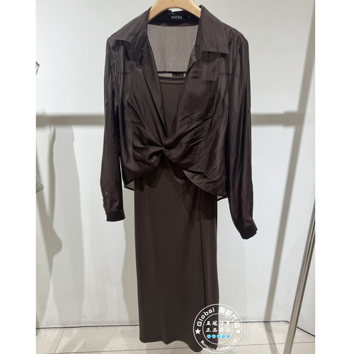 MOFAN/摩凡 国内代购 26夏 棕色薄透衬衫/连衣裙两件套 FAL226217