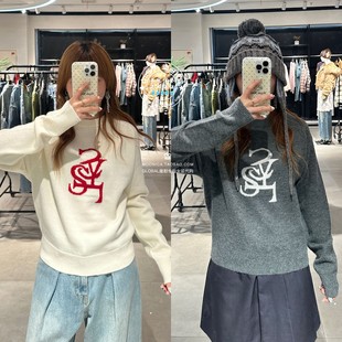 特价 SLY代购 25秋冬 抽象字母圆领针织衫毛衣上衣 030IAR70-1341