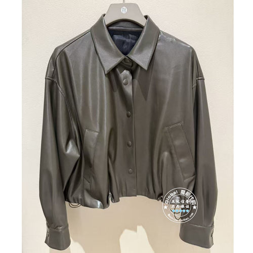 NUTS国内代购 2026春 纯色翻领抽绳时尚百搭皮外套7120412A1