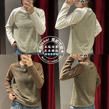 特价 MOUSSY国内代购 24秋冬 插肩长袖条纹T恤衫女 028HAA80-2061