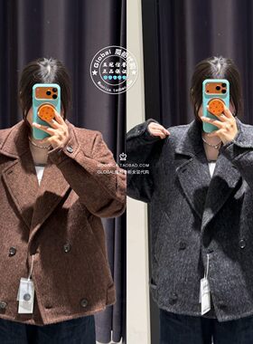 MOUSSY26冬羊毛混纺西装领大衣