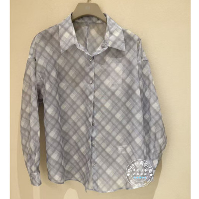 NUTS国内代购 2026夏 翻领格纹系带休闲百搭长袖衬衫7210119A1