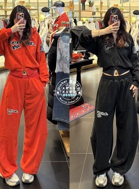 MOUSSY国内代购 25冬 AVIREX加绒休闲运动阔腿长裤 010IAF01-5651