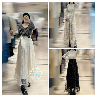 高腰网纱刺绣收腰绑带半身裙 25秋冬 SWFS255051 国内代购 SNIDEL