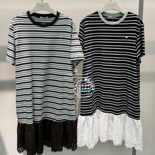 特价 MOUSSY国内代购 26夏 日系条纹拼接连衣裙子 028JSC83-1004