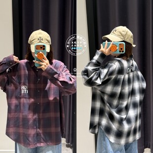 MOUSSY国内代购 26秋 日系格纹宽松长袖衬衫上衣女 028JAA30-1001