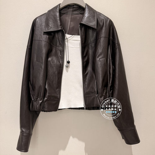 NUTS女装国内代购 2025冬 纯色翻领简约休闲皮革外套6330402A1