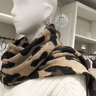 MOUSSY国内代购 25秋冬 日系豹纹保暖针织围巾围脖 010IA172-7461