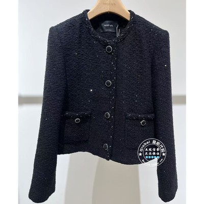 MOFAN/摩凡短外套圆领小香风黑色