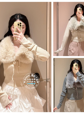 SNIDEL 国内代购 25秋冬 百搭可拆卸毛领修身针织衫 SWNT255129