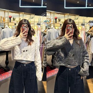 031IAA70 BLACK羊毛双排扣V领针织开衫 1811 25冬 MOUSSY国内代购