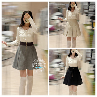 SNIDEL 国内代购 25秋冬 高腰压褶迷你半身裙 SWFS254269