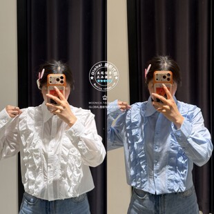 上衣女 MOUSSY国内代购 26春夏 翻领纯色荷叶边衬衫 1034 028JSA30