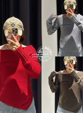 MOUSSY国内代购 25秋冬 日系不对称领针织衫上衣女 010IA370-3891