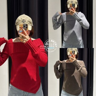 010IA370 MOUSSY国内代购 上衣女 日系不对称领针织衫 3891 25秋冬