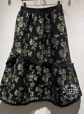 INITIAL国内代购 25冬 女高腰刺绣优雅半身裙25WKTFMCXX134不退换