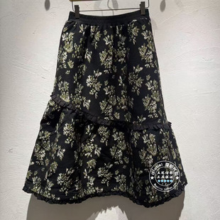 INITIAL国内代购 25冬 女高腰刺绣优雅半身裙25WKTFMCXX134不退换