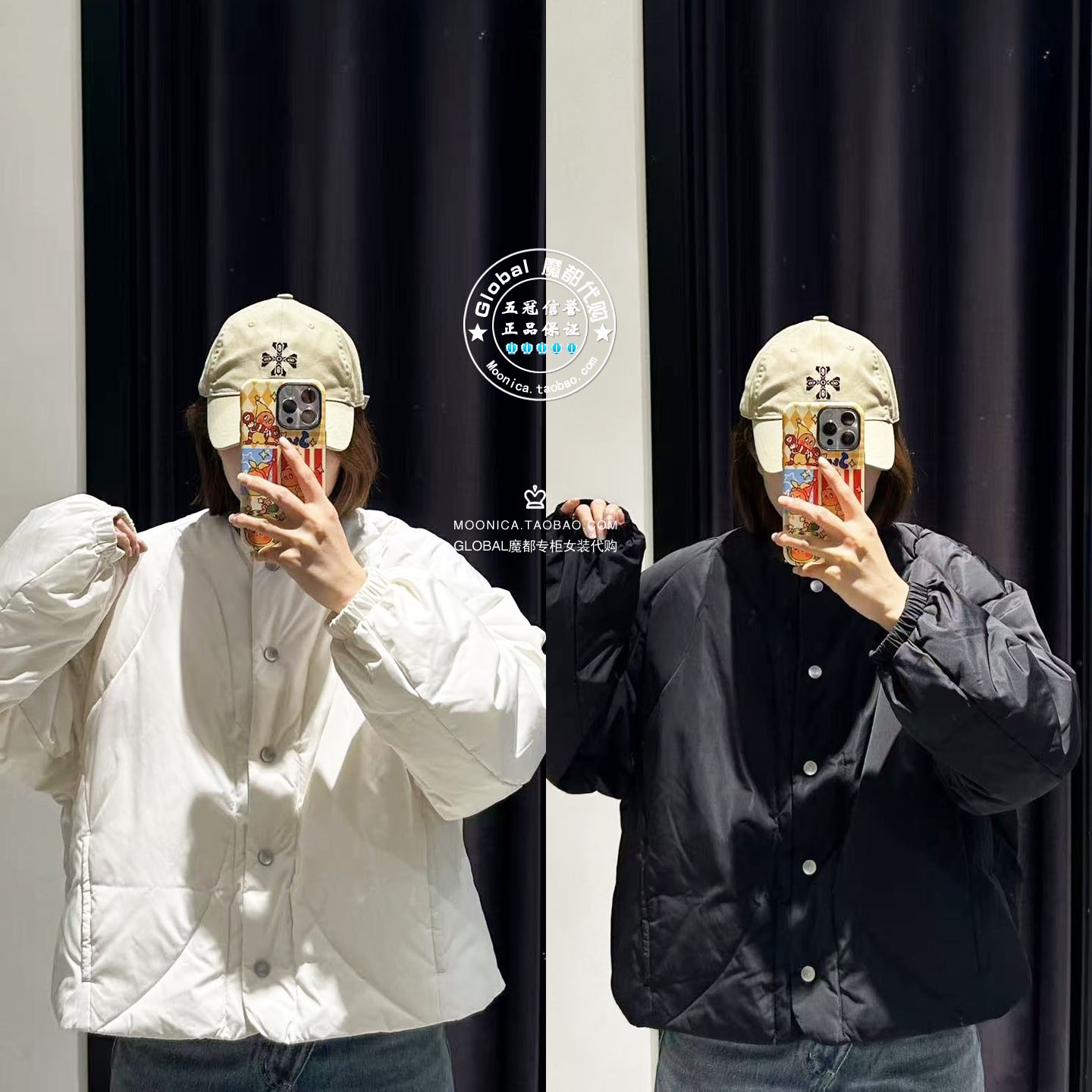 MOUSSY国内代购 25秋冬 BLACK圆领宽松羽绒衣服外套031IAA30-1551