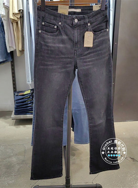 正品levis李维斯 25早秋 女士黑灰色725水洗微喇牛仔裤18759-0296