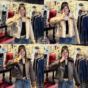 010IA330 正反两穿毛领皮质棉服外套 4891 25秋冬 MOUSSY国内代购