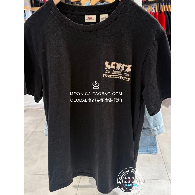特价正品levis李维斯 26春 黑色LOGO印花圆领短袖T恤男008FQ-0000