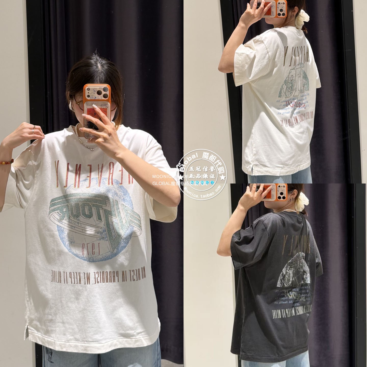MOUSSY26春夏复古印花宽松T恤衫图片