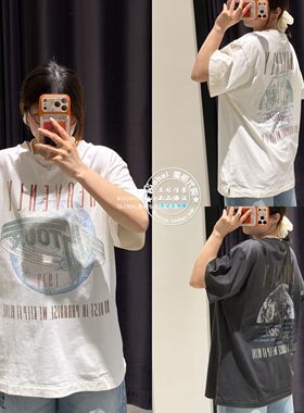 MOUSSY26春夏复古印花宽松T恤衫