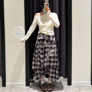 MOUSSY国内代购 26秋 哆啦a梦联名格纹短半身裙子 028JAZ01-1285