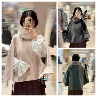 SNIDEL 国内代购 25秋 复古毛领斗篷式毛呢大衣外套 SWFC254154