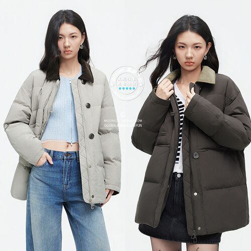 特价MOUSSY26冬翻领面包羽绒服