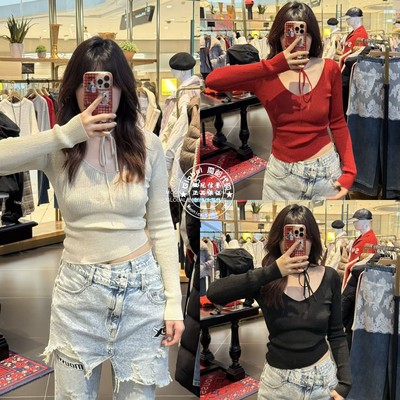 MOUSSY25秋冬吊脖拉链针织衫女