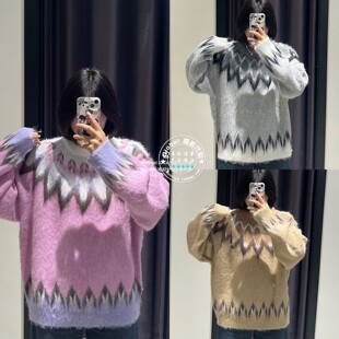 特价 MOUSSY代购 25秋冬 圣诞款雪花毛绒针织衫毛衣028IAZ70-2811