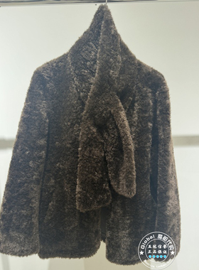 MOFAN/摩凡 国内代购 25秋冬 百搭搭围巾V领毛绒外套 MAR584166