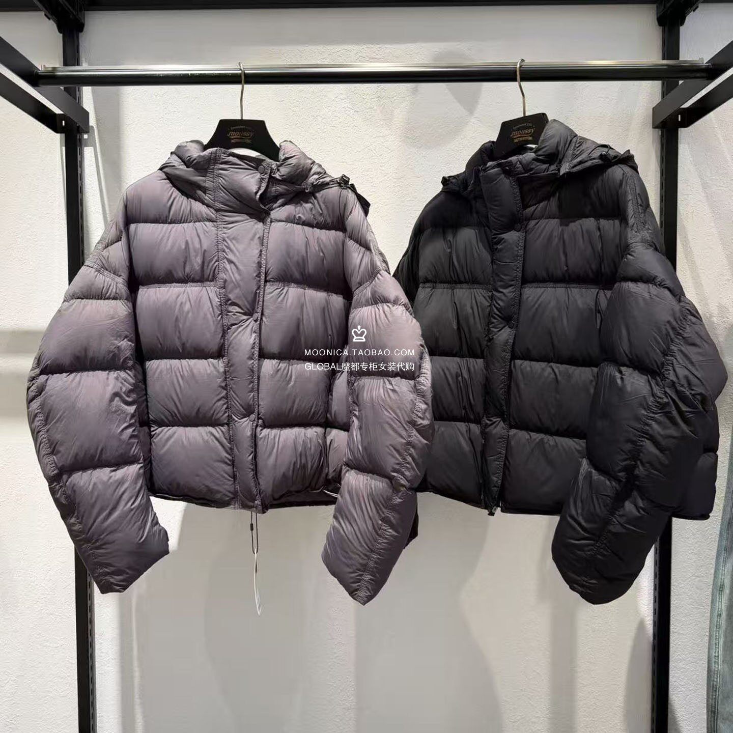 特价MOUSSY25冬连帽面包羽绒服