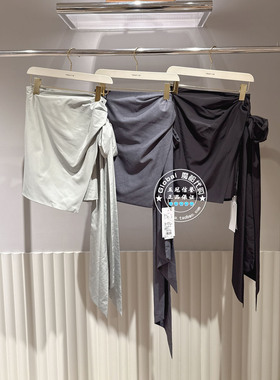 FRAY I.D国内代购 25冬 纯色高腰褶皱系带时尚短半身裙FWFS255057