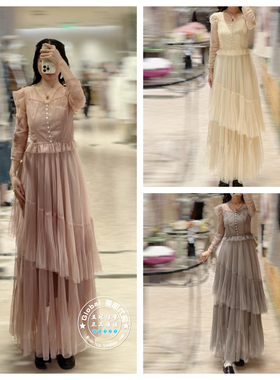 SNIDEL 国内代购 25秋冬 泡泡袖层叠薄纱连衣裙 SWFO255040