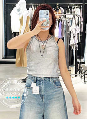 特价 SLY国内代购 24夏 日系银灰色针织吊带衫背心 030HSZ80-1621