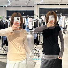 特价 MOUSSY国内代购 25秋 圆领拼色长袖T恤衫上衣 010IA280-2181