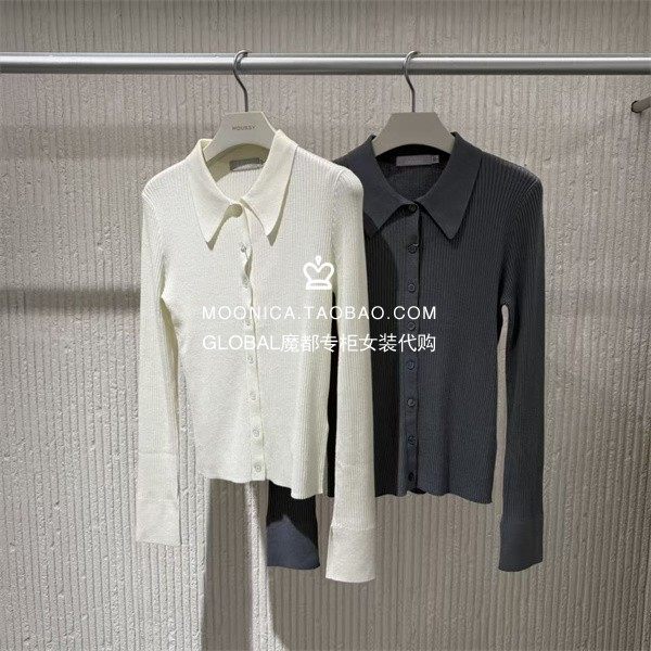 MOUSSY25秋冬日系翻领针织开衫