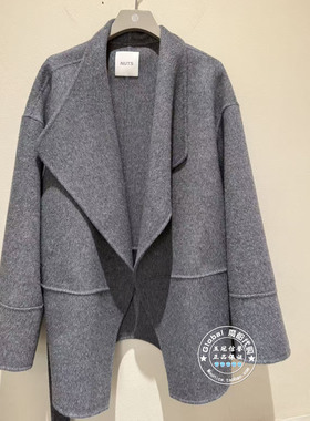 NUTS国内代购 2025冬 纯色翻领羊毛混纺简约毛呢大衣6481550A1