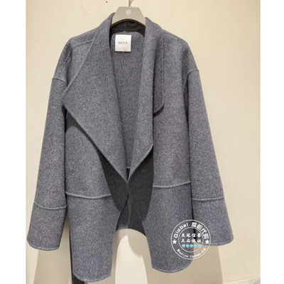 NUTS国内代购 2025冬 纯色翻领羊毛混纺简约毛呢大衣6481550A1