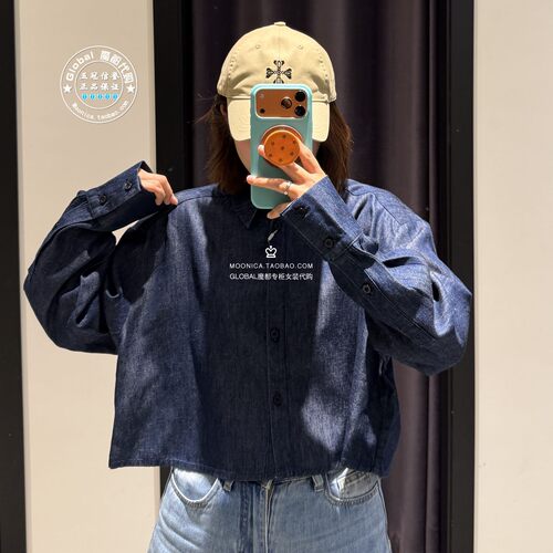 MOUSSY26秋翻领高腰牛仔衬衫女