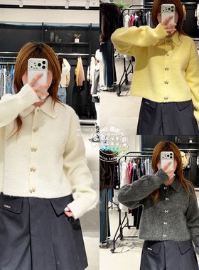 特价 SLY代购 25冬 羊毛混纺蝴蝶结扣开衫毛衣上衣030IA470-2651