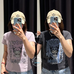 特价 MOUSSY代购 25秋 库洛米联名短袖休闲T恤衫女 010IAF01-5381