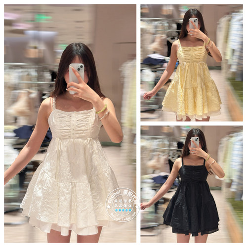 SNIDEL国内代购26春夏 chacott联名纯色蕾丝吊带连衣裙SWFO261110