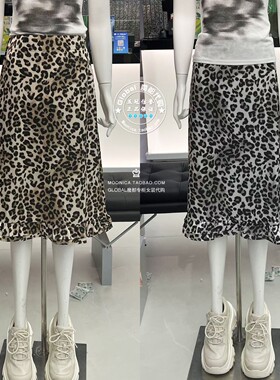 特价 MOUSSY国内代购 26夏 日系复古豹纹半身裙子 028JSB31-1108