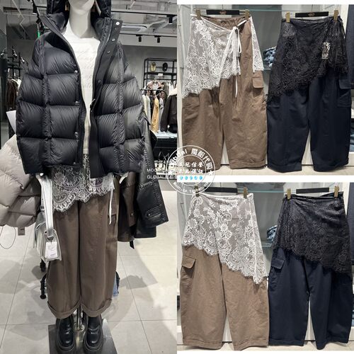 特价MOUSSY26春蕾丝阔腿休闲裤