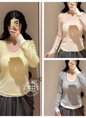 SNIDEL 国内代购 25秋冬 百搭圆领假两件套头针织衫 SWNT255142