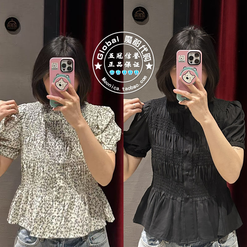 MOUSSY25春百搭碎花短袖衬衫女